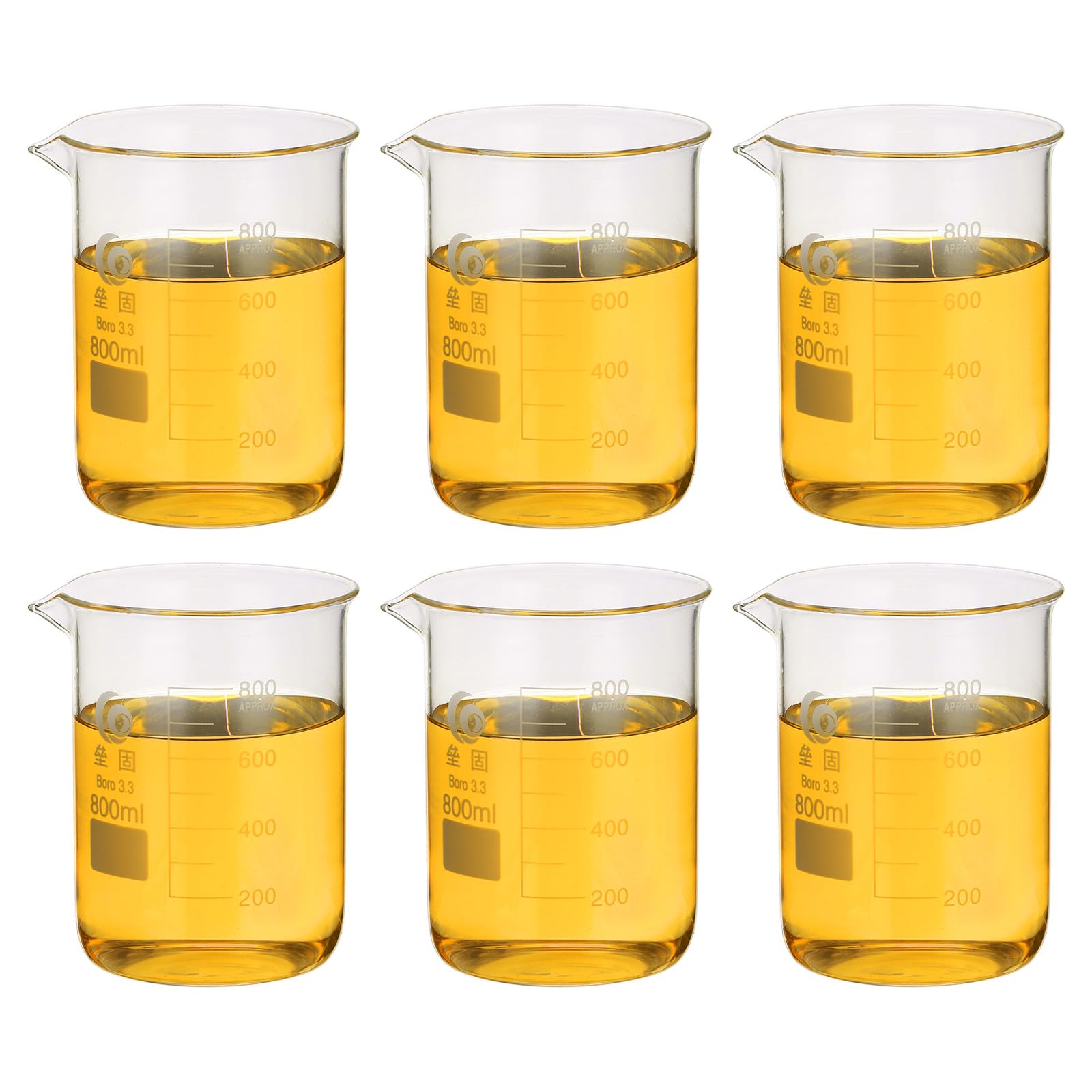 PATIKIL 6Pcs 800ml Becher Bas En Verre 3.3 Bechers En Verre Transparent