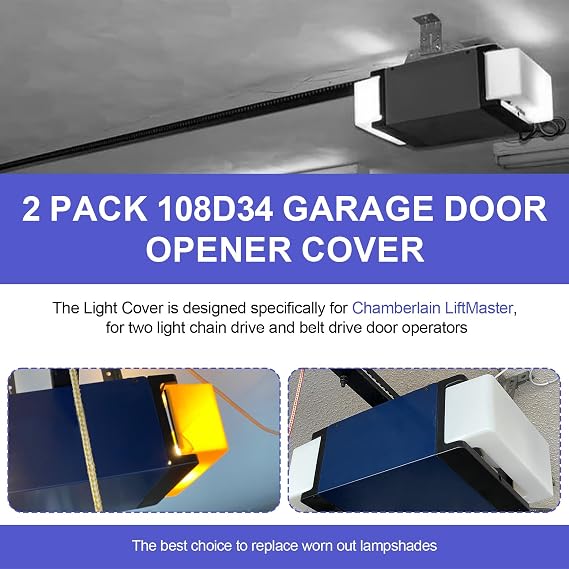 2 Pack 108D34 Garage Opener Light Lens Replacement Cover Compatible with Various Chamberlain Craftsman LiftMaster Garage Door Openers