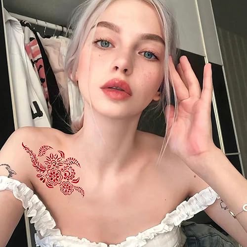 Miniatura 4 de Kit de plantillas de tatuaje de henna reutilizables para mujeres y niñas, más de 410 plantillas de tatuaje, plantillas temporales de tatuaje de