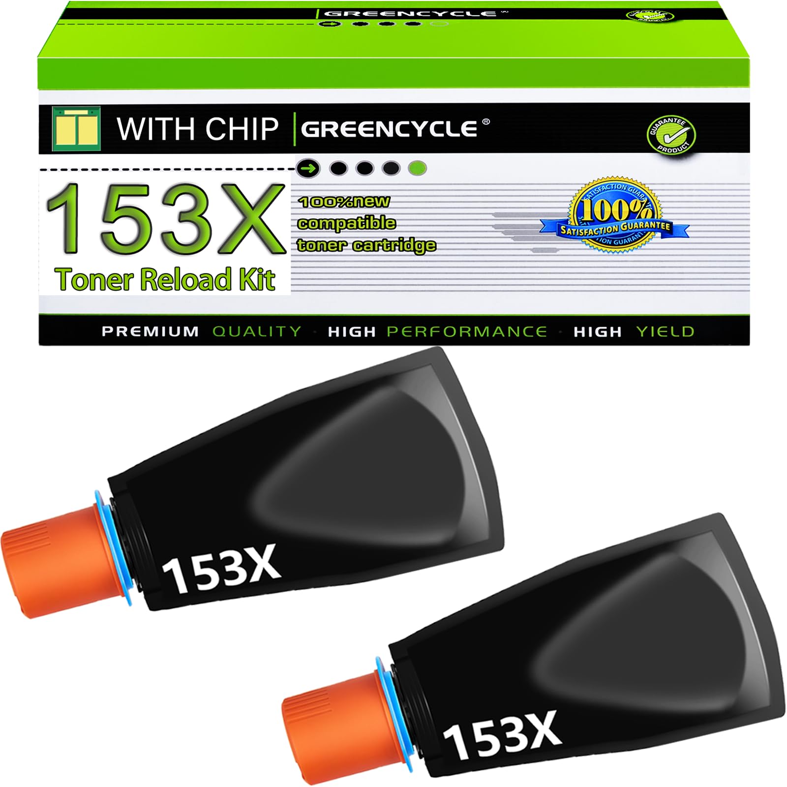 153X Compatible Black Toner Reload Kit Replacement for HP W1530X for Laserjet Tank 2504dw, Laserjet Tank MFP 2604sdw (2PC)