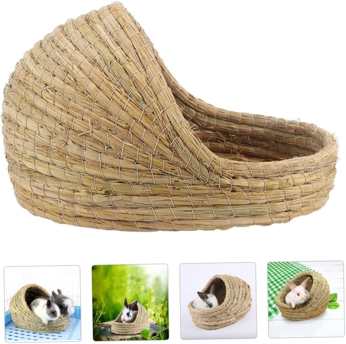 Gniazdo królika Kryjówka dla królików Chatka chomika Legowiska Królik Trawa Łóżko Pościel Zabawka do żucia Zwierzęta C(Ax3pcs,20X15CM)