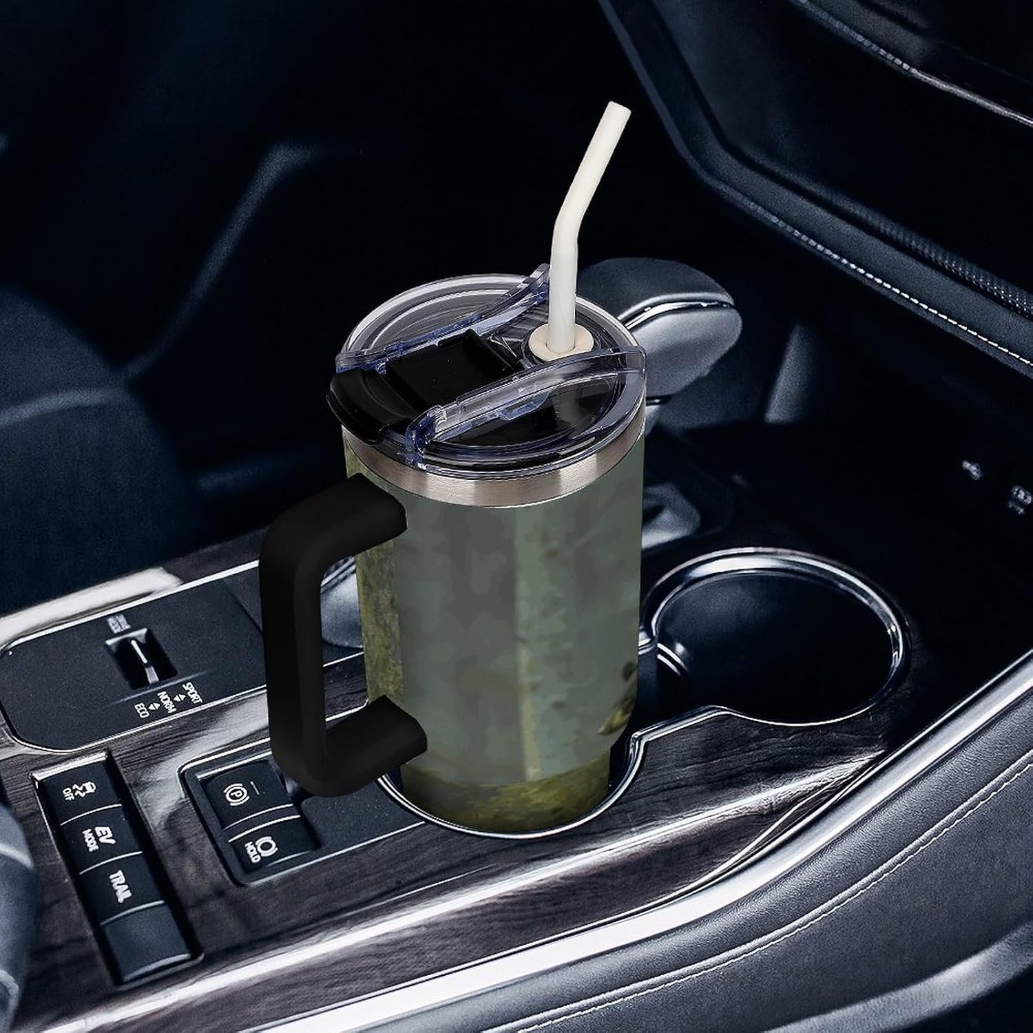 40oz Large Capacity Car Cup Black Bears Tumbler Double Wall Vacuum Insulated Water Bottle Leak-proof Tumbler with Handle And Straw Insulated Cup Travel Mug