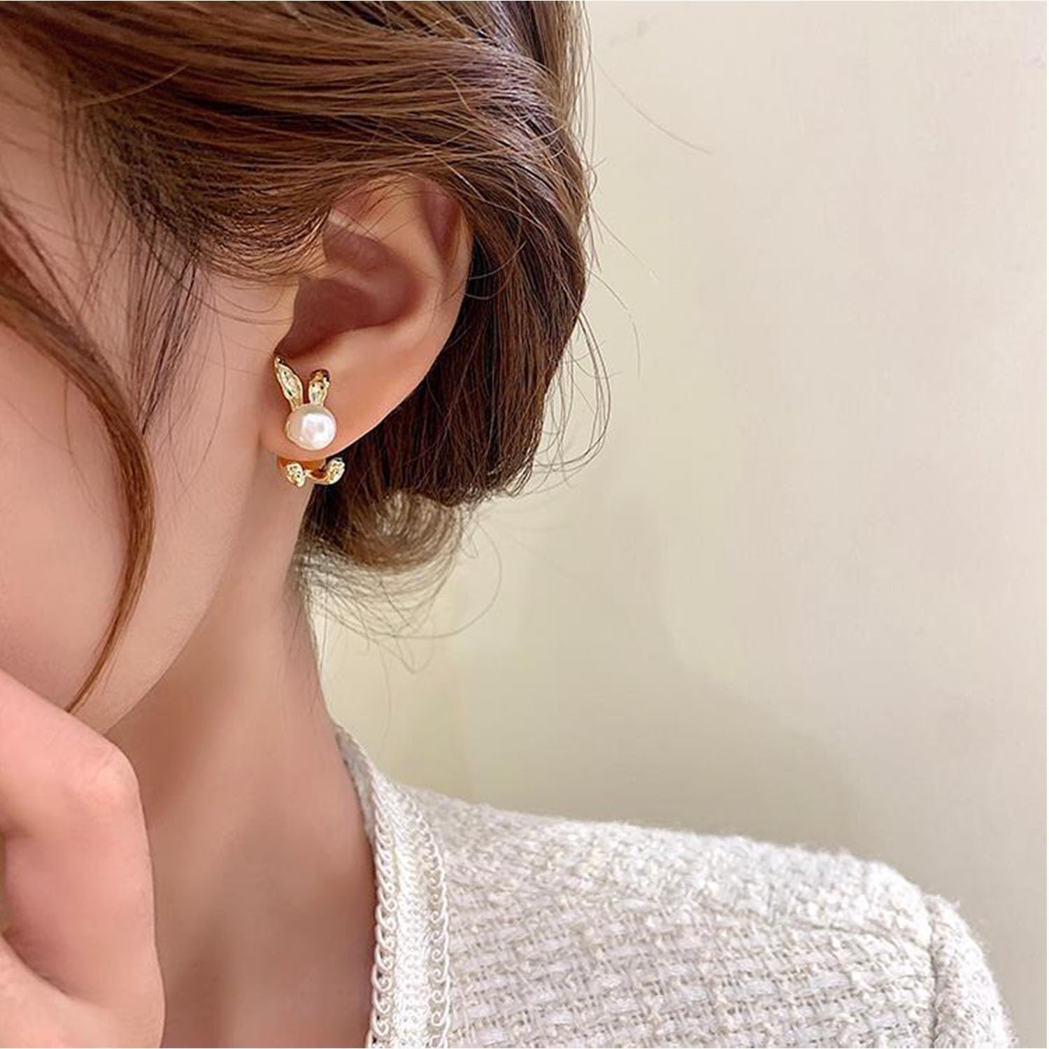 Easter Bunny Earrings for Women Cute Rabbit Earrings Pearl Bunny Jacket Earrings for Women Easter Jewelry - Image 7