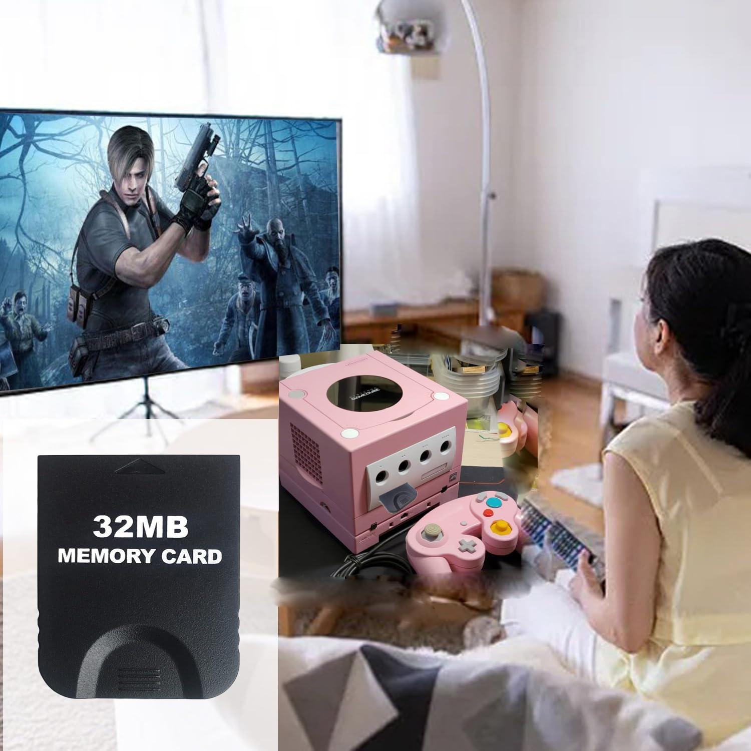 Tarjeta de memoria de alta velocidad de 32 MB (507 bloques) compatible con Nintendo Gamecube y Wii, color negro