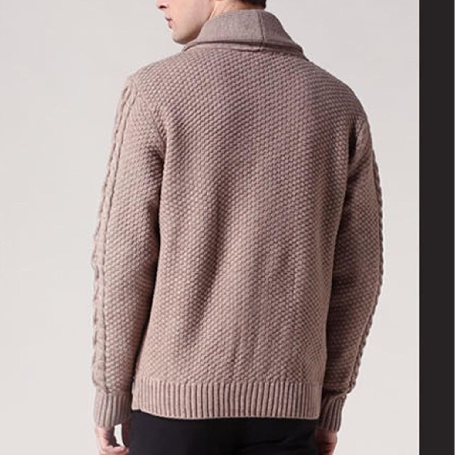 Men's Cardigan Sweaters Slim Fit Cable Knit Button Sweaters Casual Long Sleeve Knitted Ribbed Cardigans