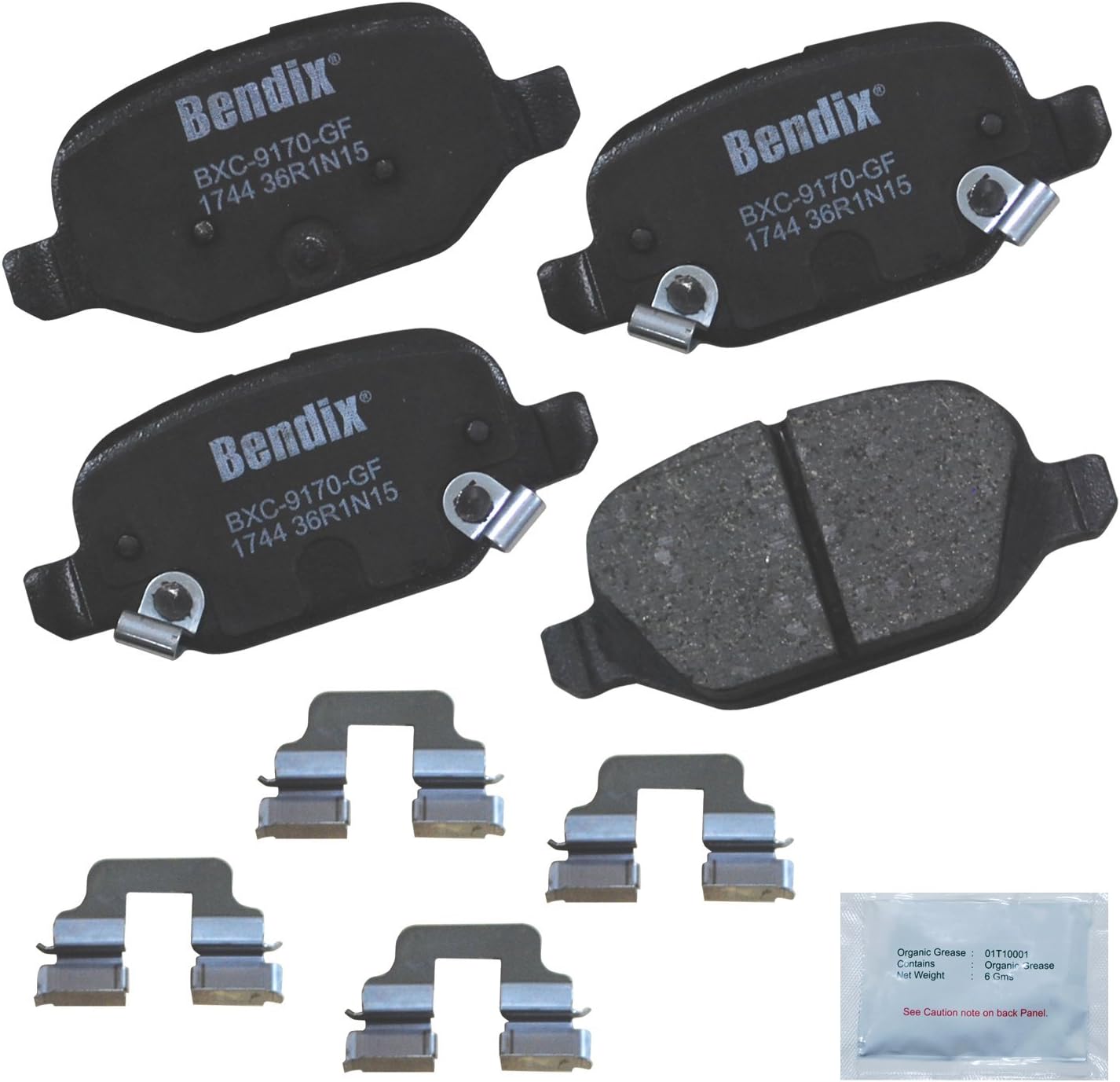 Premium Copper Free CFC1744 Ceramic Brake Pad (with Installation Hardware Rear)