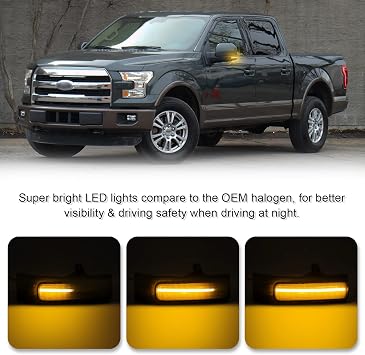 LED Sequential Mirror Turn Signal Lights Replacement for 2015-2020 F150 2PCS Smoked Mirror Turn Signal Lights