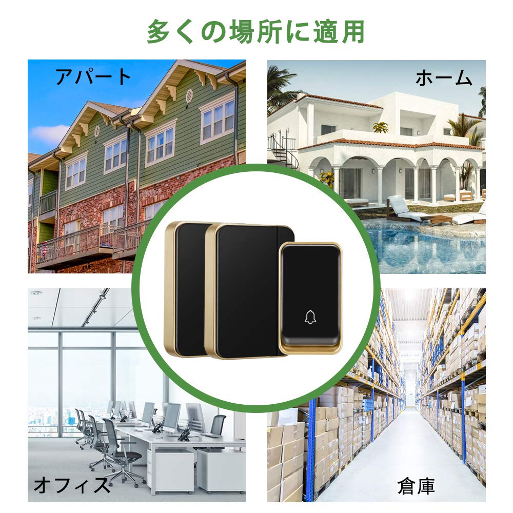 Amazon.co.jp: AURTEC ワイヤレスチャイム ワイヤレスベル 送信機1台