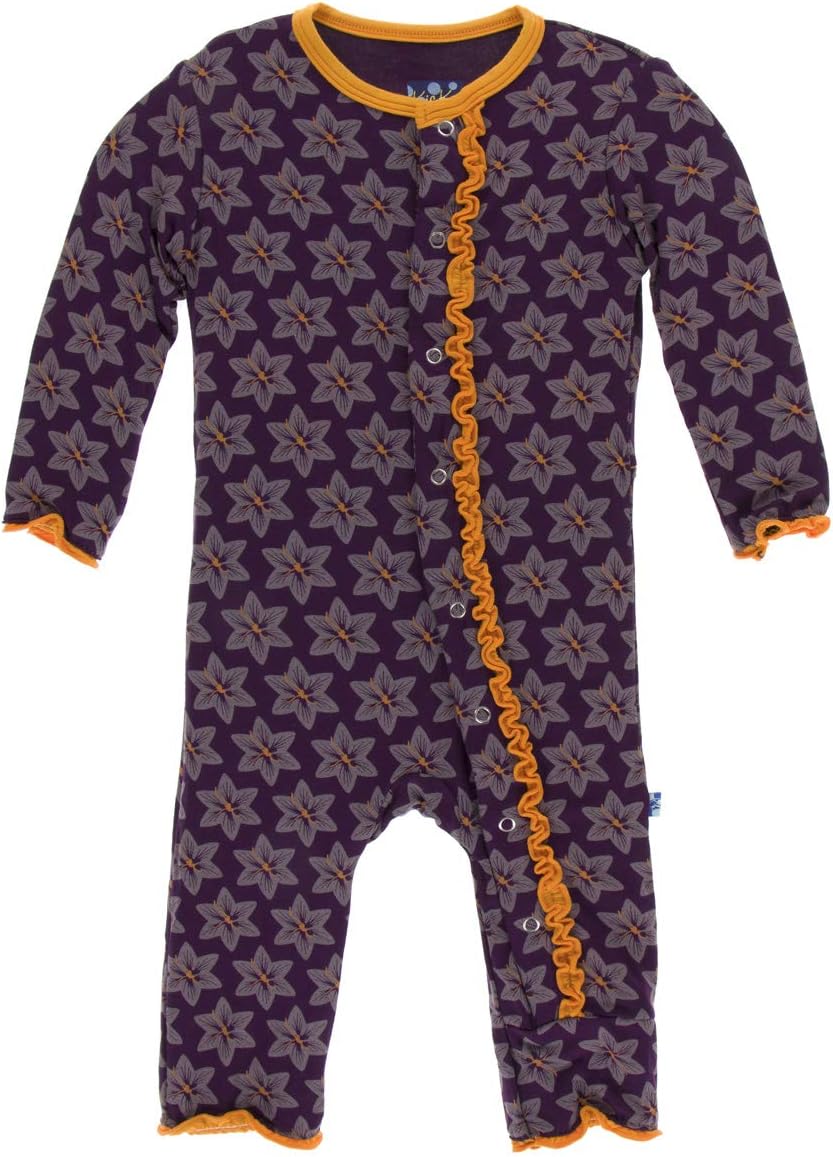 KicKee Pants Little Girls Print Muffin Ruffle Coverall with Snaps