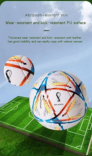 Miniatura 2 de Balón de fútbol de la Liga de Calidad de la Copa del Mundo, tamaño 5 y tamaño 4, con costuras sin costuras, peso oficial de partido, piel sintética