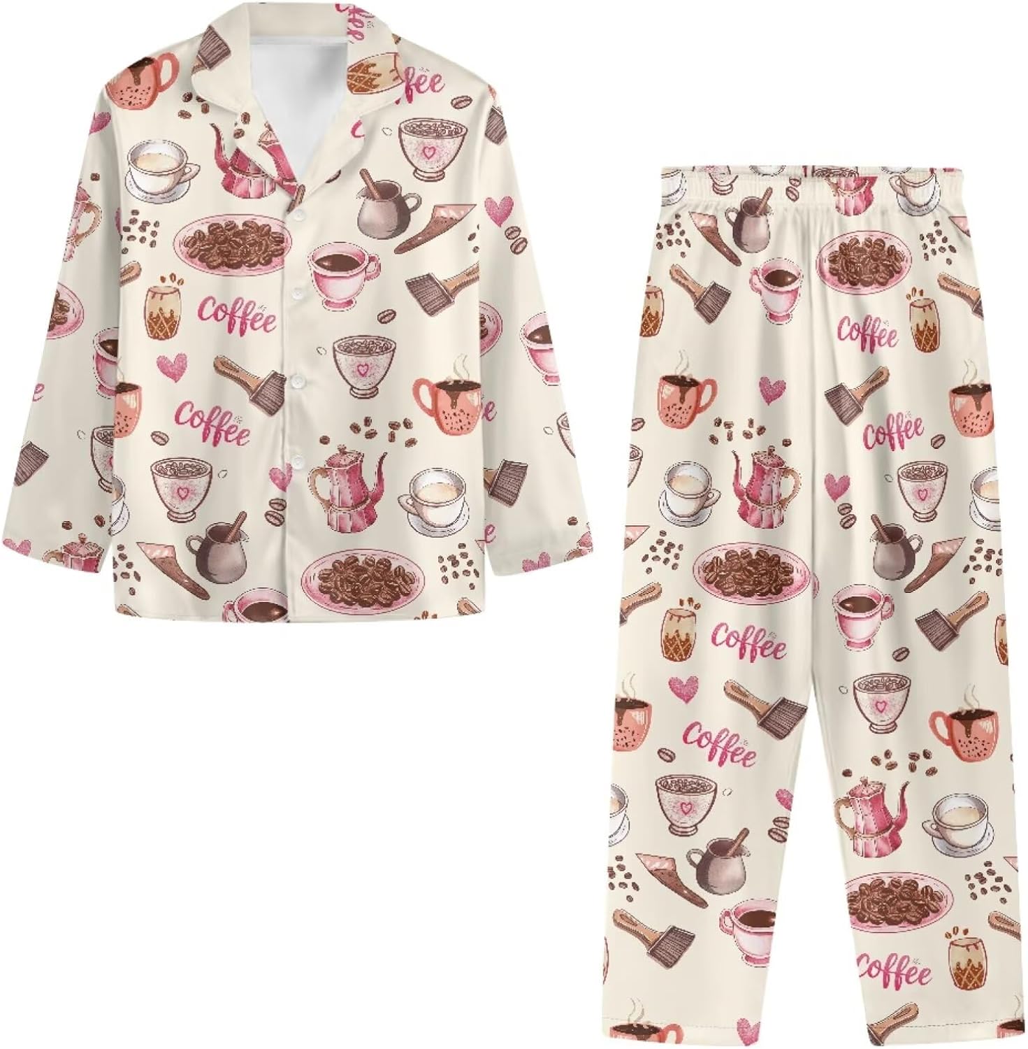 Funnydude Cute Print Pajamas for Women Set Button down Soft Pajamas Breathable 2 Piece Sleepwear