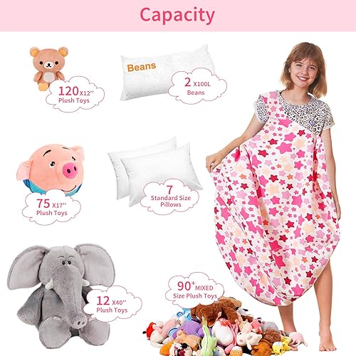 Miniatura 163 de Aubliss - Funda para organizar juguetes de felpa, se convierte en un puf cuando se rellena Se convierte en un puf para niños cuando está lleno. Aqua