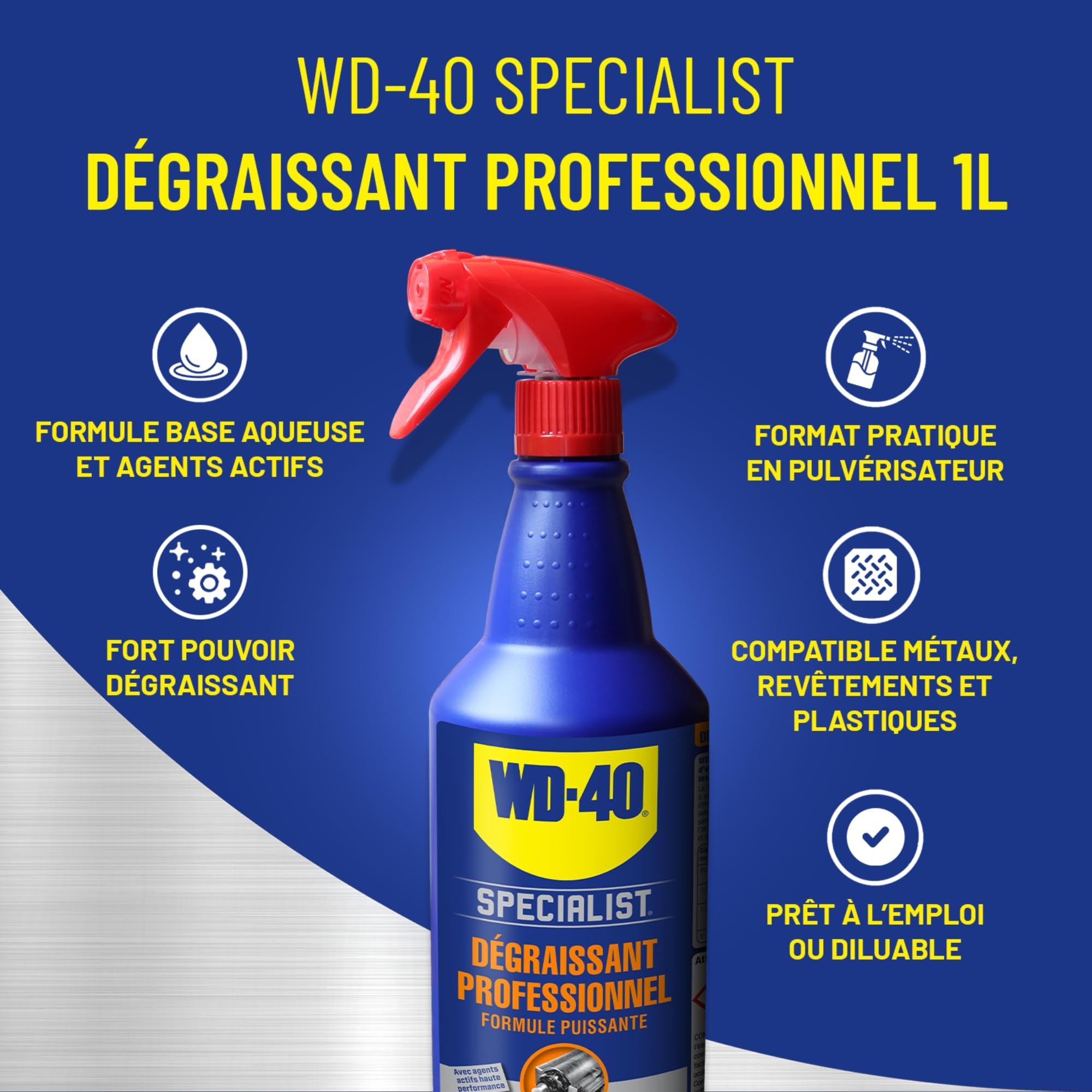 WD-40 SPECIALIST Professioneller Fettlöser • Spray 1 l • auf Wasserbasis • Kompatibel mit Aluminium