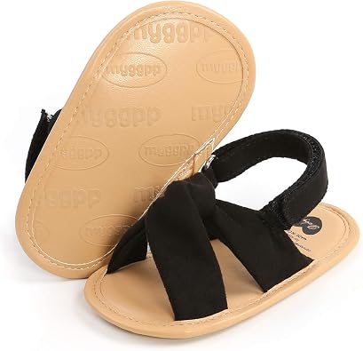 SOFMUO Baby Girls Sandals Premium Soft Sole Infant Indoor Flat Newborn Slippers Lightweight Comfort Toddler Summer Princess Dress Shoes