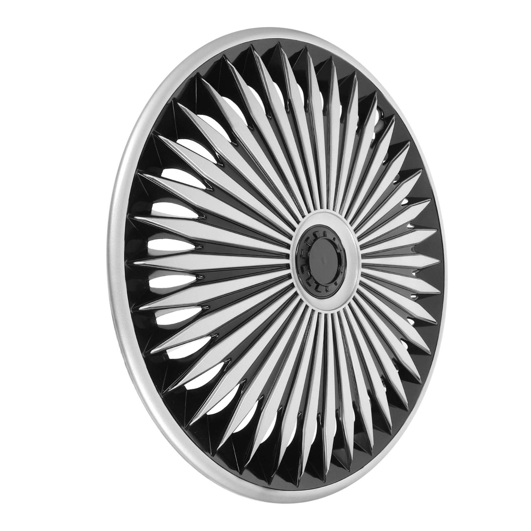 Anneome Coprimozzo Ruota Auto 15 Pollici Argento Nero, Coprimozzi Veicolo Singolo Resistente, Coprimozzo Decorativo Veicoli Per Uso Quotidiano Facile Da Installare