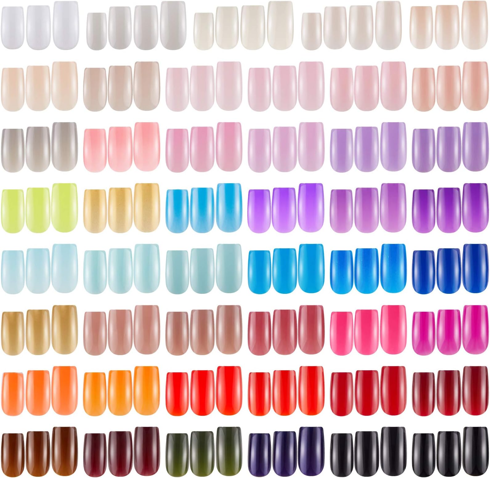 Maitys 1128 Pieces 47 Sets Medium Square Press on Nail Christmas Fingernails Glossy False Artificial Fake Nail Full Cover Colorful Kit for Women Cosplay(Glossy Color)