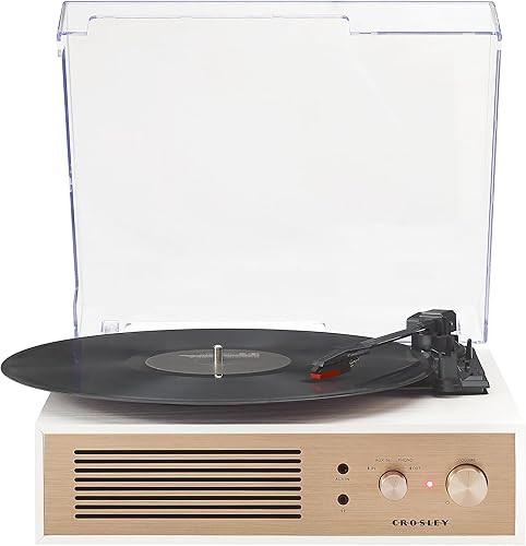 Crosley CR6045A-CR Miles - Tocadiscos Bluetooth de 3 velocidades con altavoces incorporados, color crema