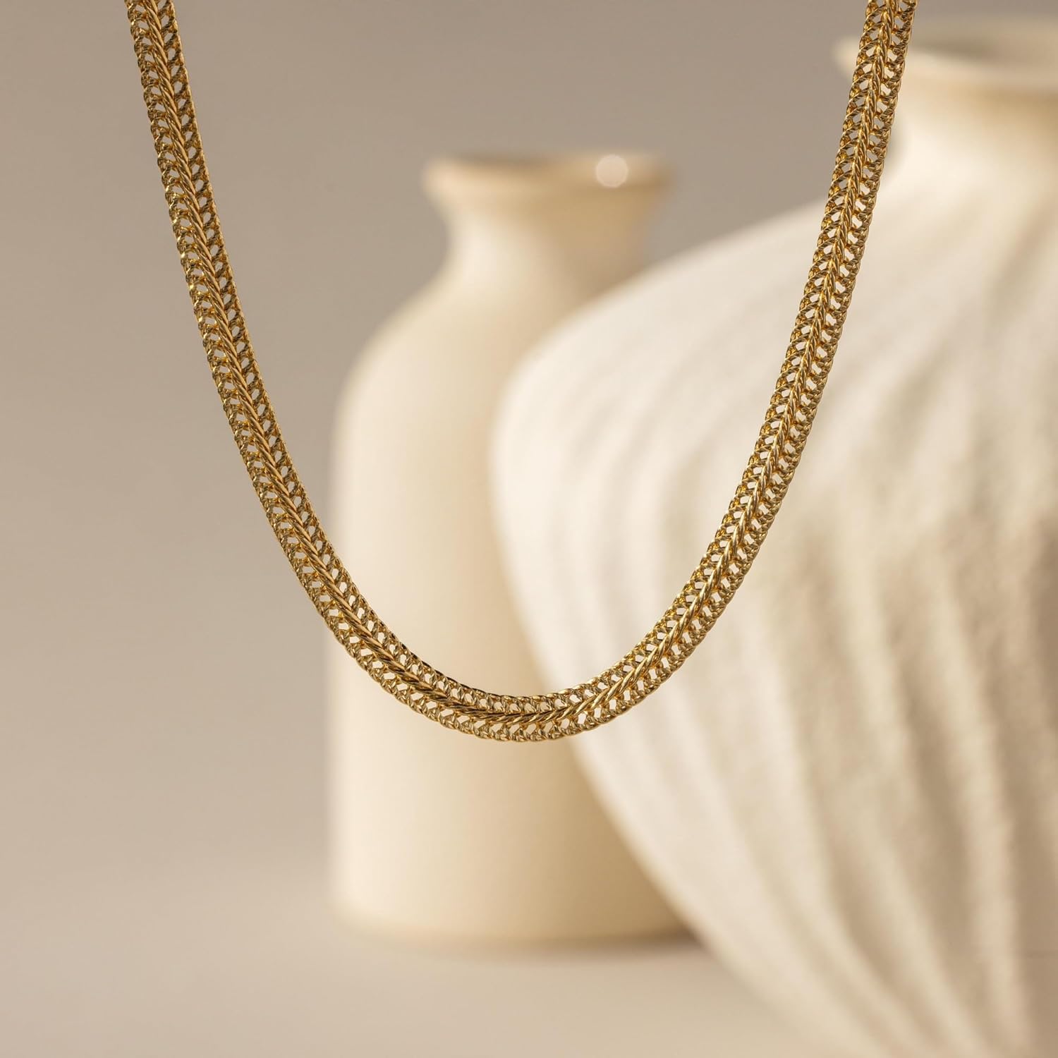 Gold Chain for Women & Men,14K Gold Chain Necklace for Men &Women Woven Chains for Womens Simple Layered Herringbone Choker Chains Necklaces 4MM 18” 20” 22” 24”