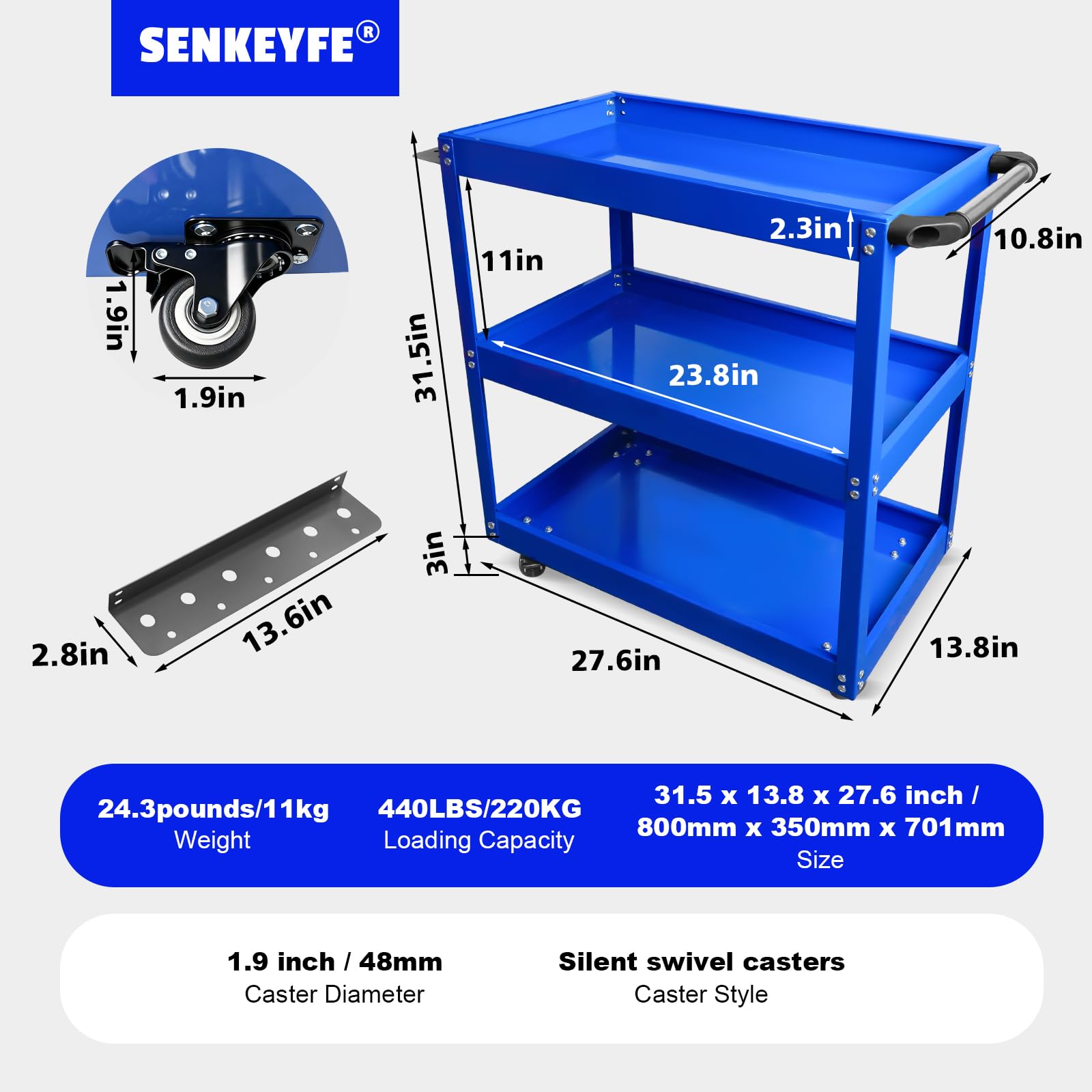 Heavy-Duty Tool Cart - 440LBS Capacity -2