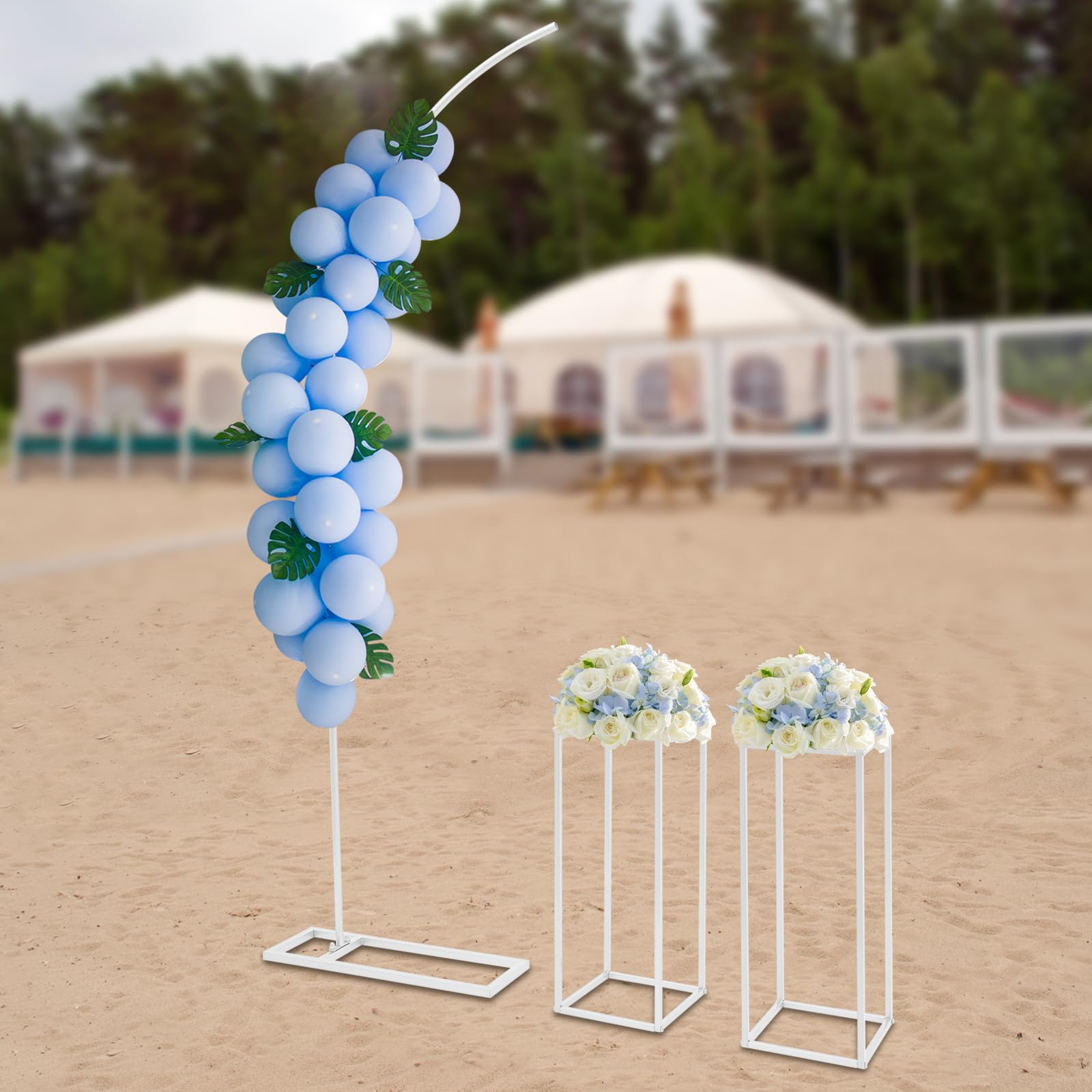 Hochzeitsbogen Gestell 200cm - Metall Bogenständer für Hochzeit Deko Ballonbogen - Stabiler Hintergrundständer für Feiern, Partys, Fotohintergrund (Weiß)