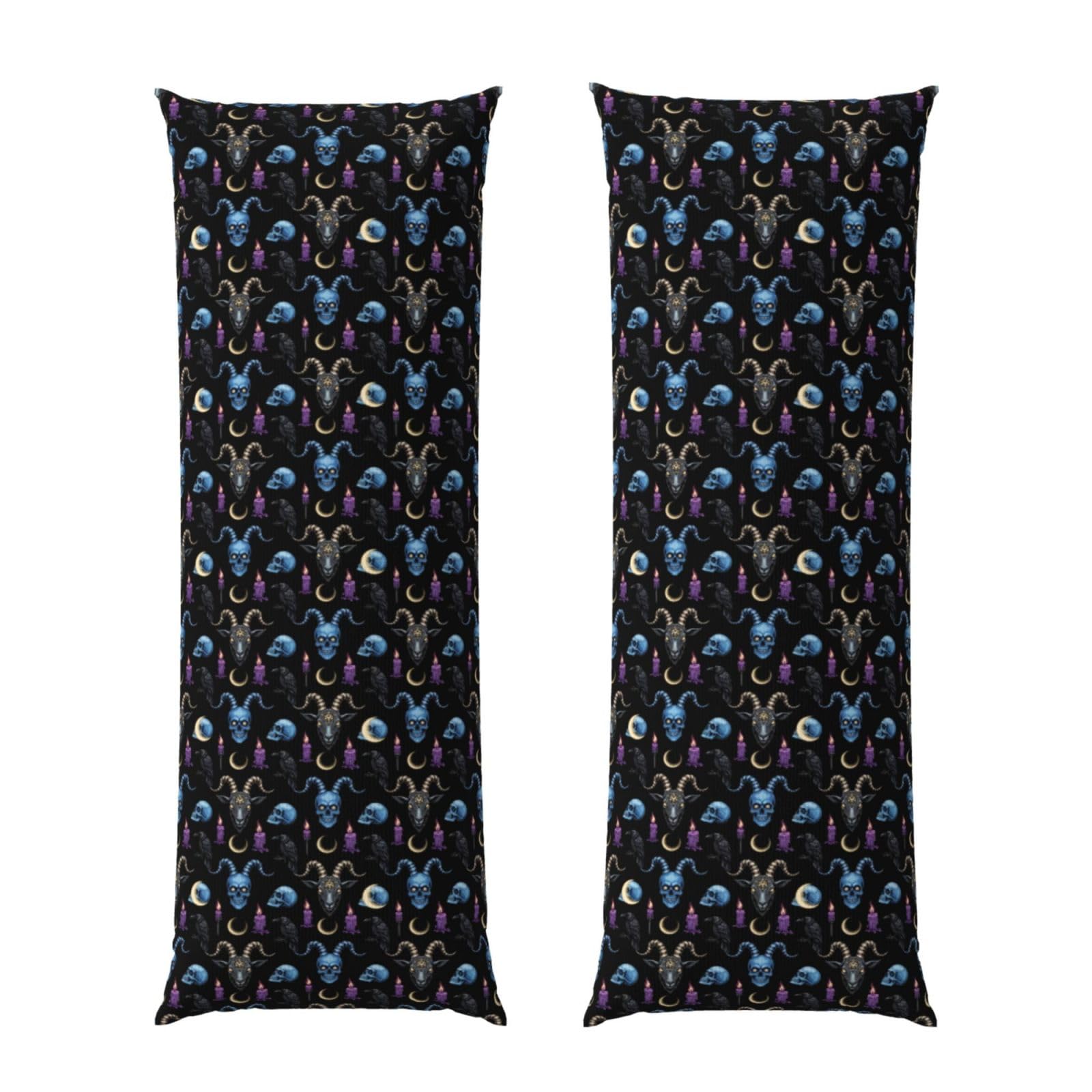 Long Pillow Cover 20x60 Inch, Goth Raven Skull Goat, Premium Quality Body Pillowcase with Hidden Zipper, Soft Breathable for Men Women Bed Sofa