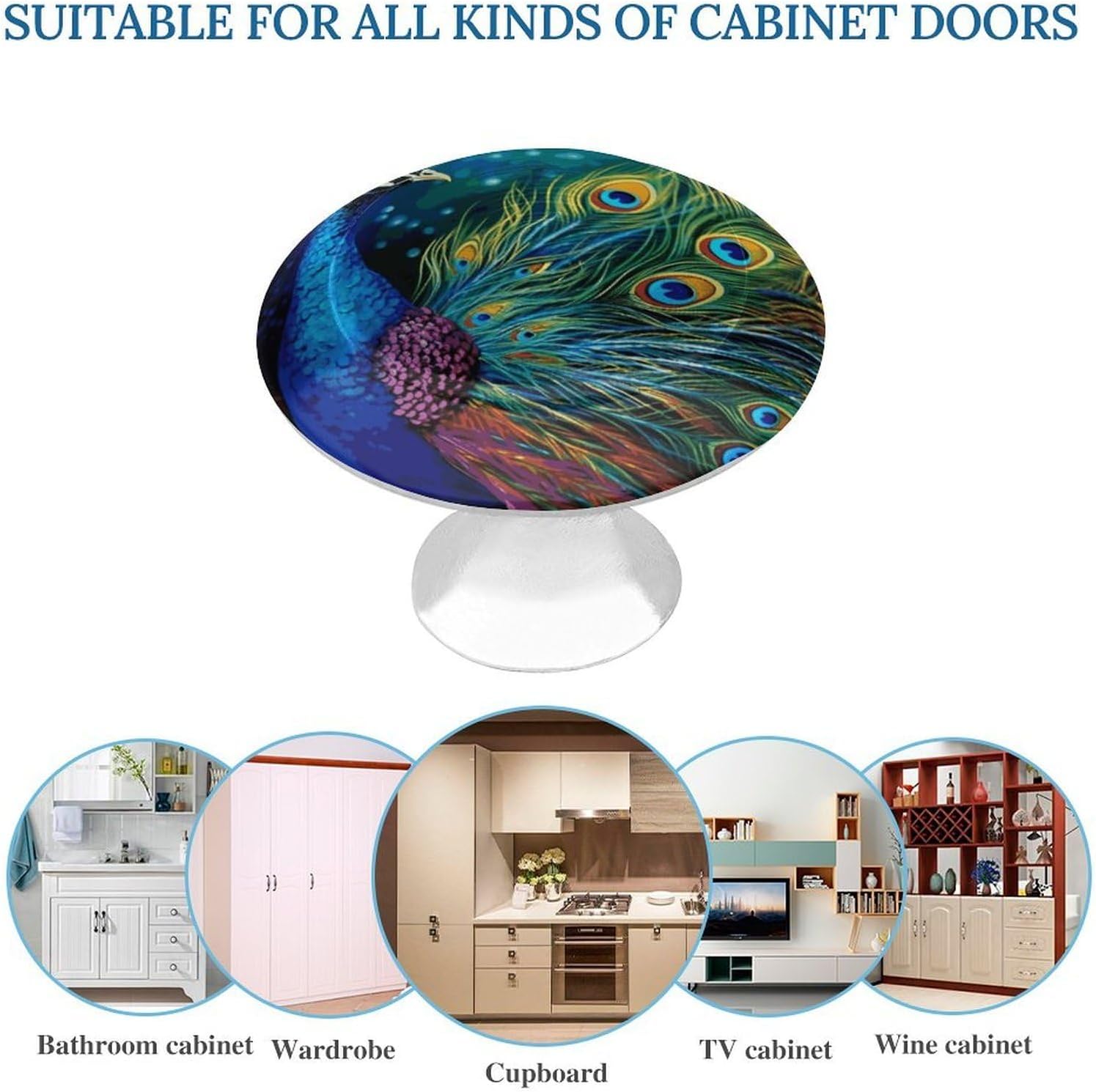 Cabinet Handles Round Drawer Pulls Colored Peacock Dresser Knobs for Cabinets and Drawers Handle Kitchen Cabinet Pulls for Bathroom Cupboard Drawers Cabinet Pulls for Kitchen Door