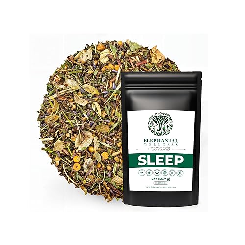 Elephantal Wellness Té de hierbas prémium para dormir  Apoyo de descanso profundo y relajación con raíz de valeriana, pasiflor, manzanilla, té de