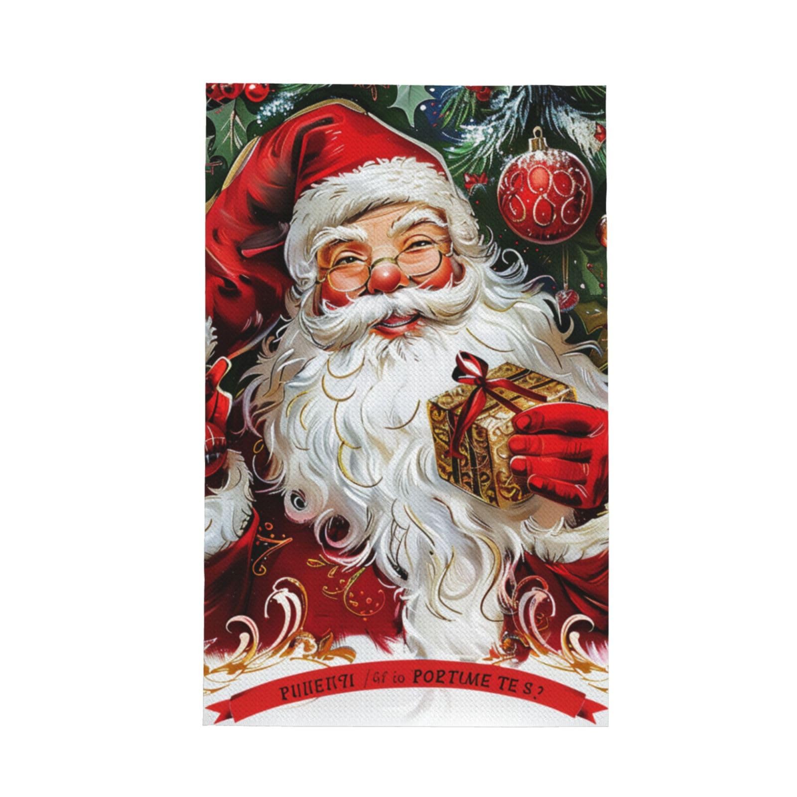 Super Absorbent Kitchen Towels 26x16inch, Vintage Christmas Cute Santa Claus Waffle Weave Dish Cloth for Cleaning & Drying