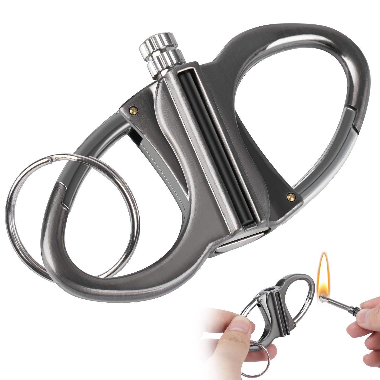 Keychain Lighter, Permanent Match Infinity Lighter, Reusable Waterproof Forever Matches Lighters, Metal EDC Emergency Flint Fire Starter, Survival Kit Gifts for Men Women Outdoor Camping