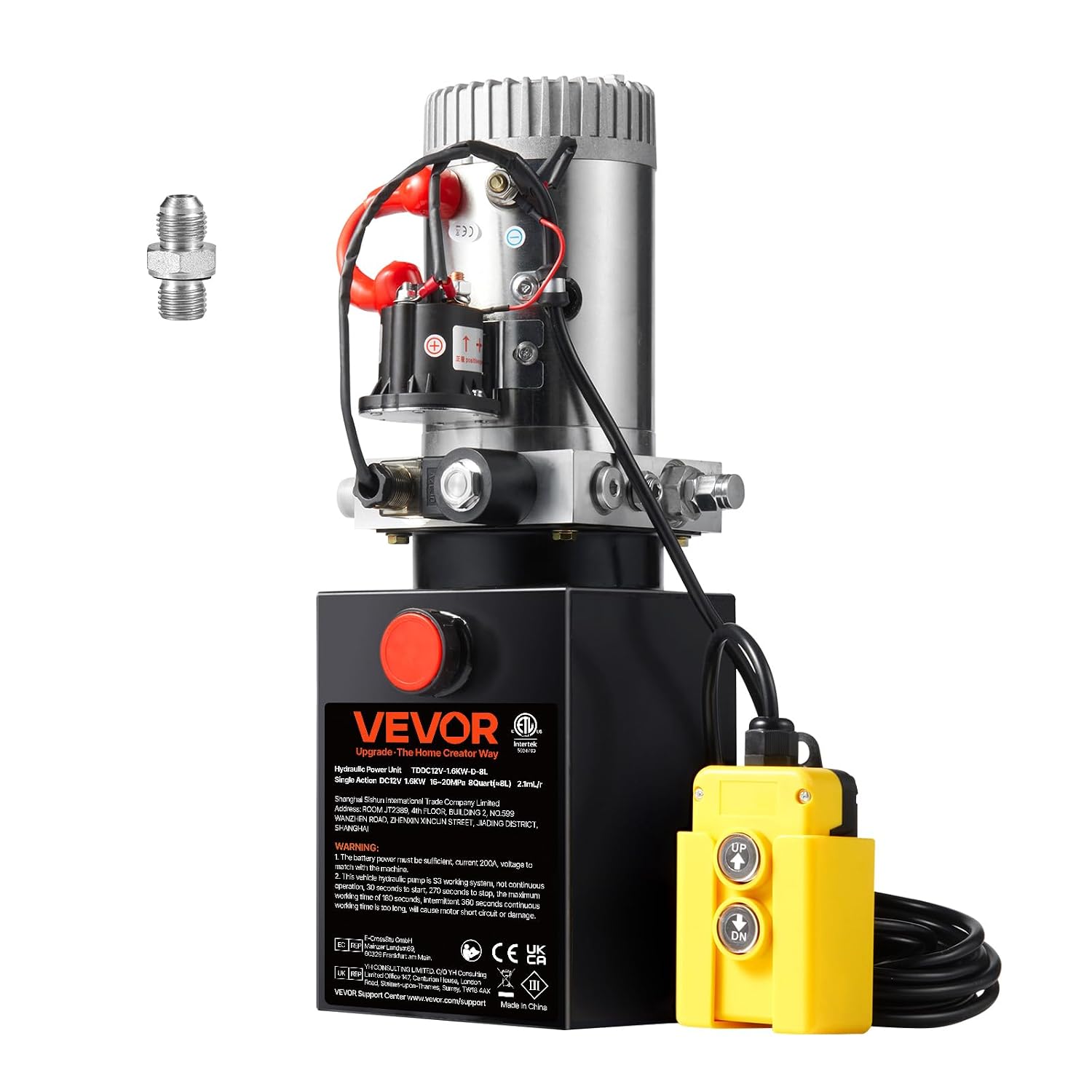 VEVOR Hydraulic Pump, 8 Quart Dump Trailer Pump, Single Acting Hydraulic Power Unit, 3200 PSI Max Relief Pressure, 0.91 GP... - Review, Price and Buying Guide