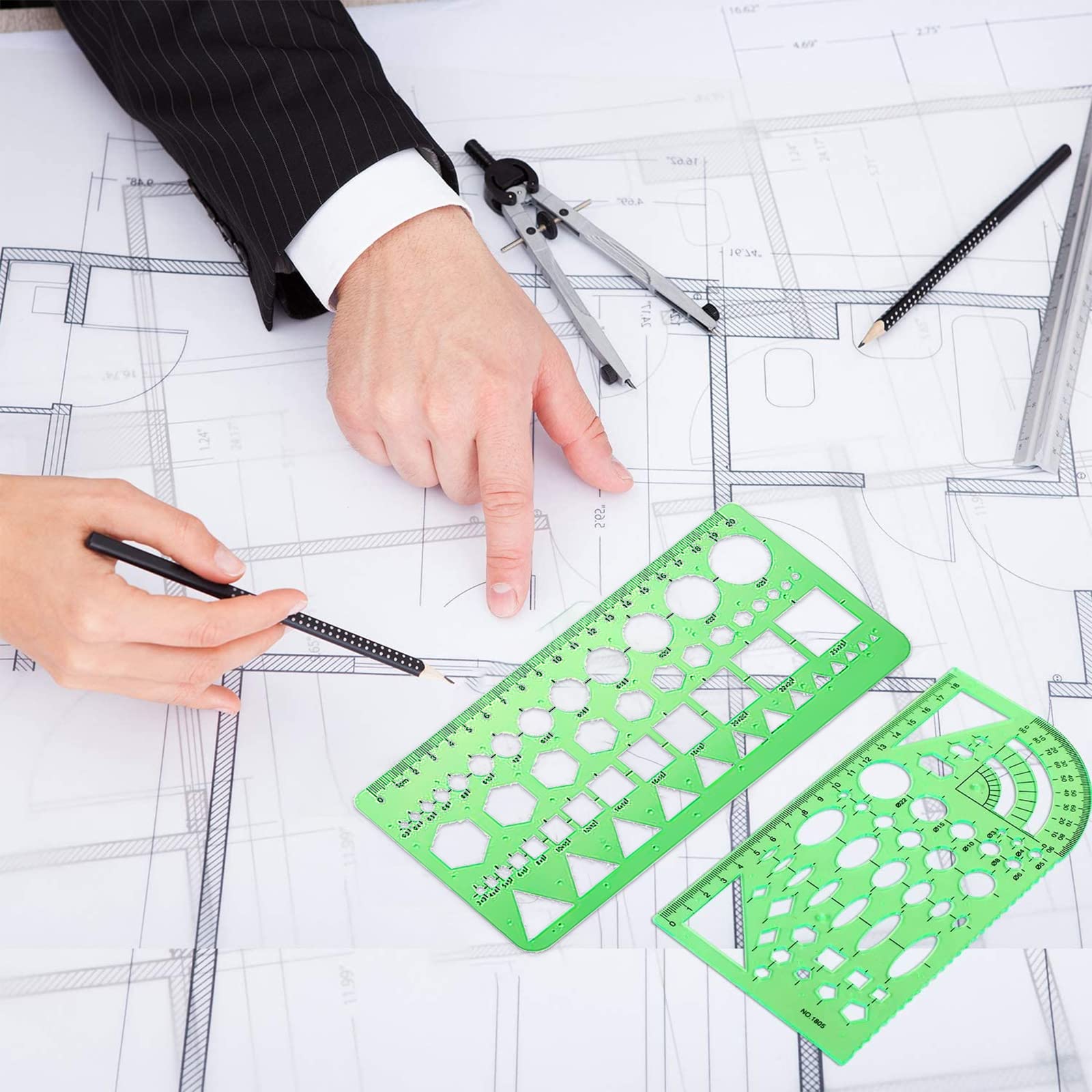 Set 6 Righelli Geometrici KOSHIFU - Stencil Per Disegno Tecnico E Creative - Foto 6