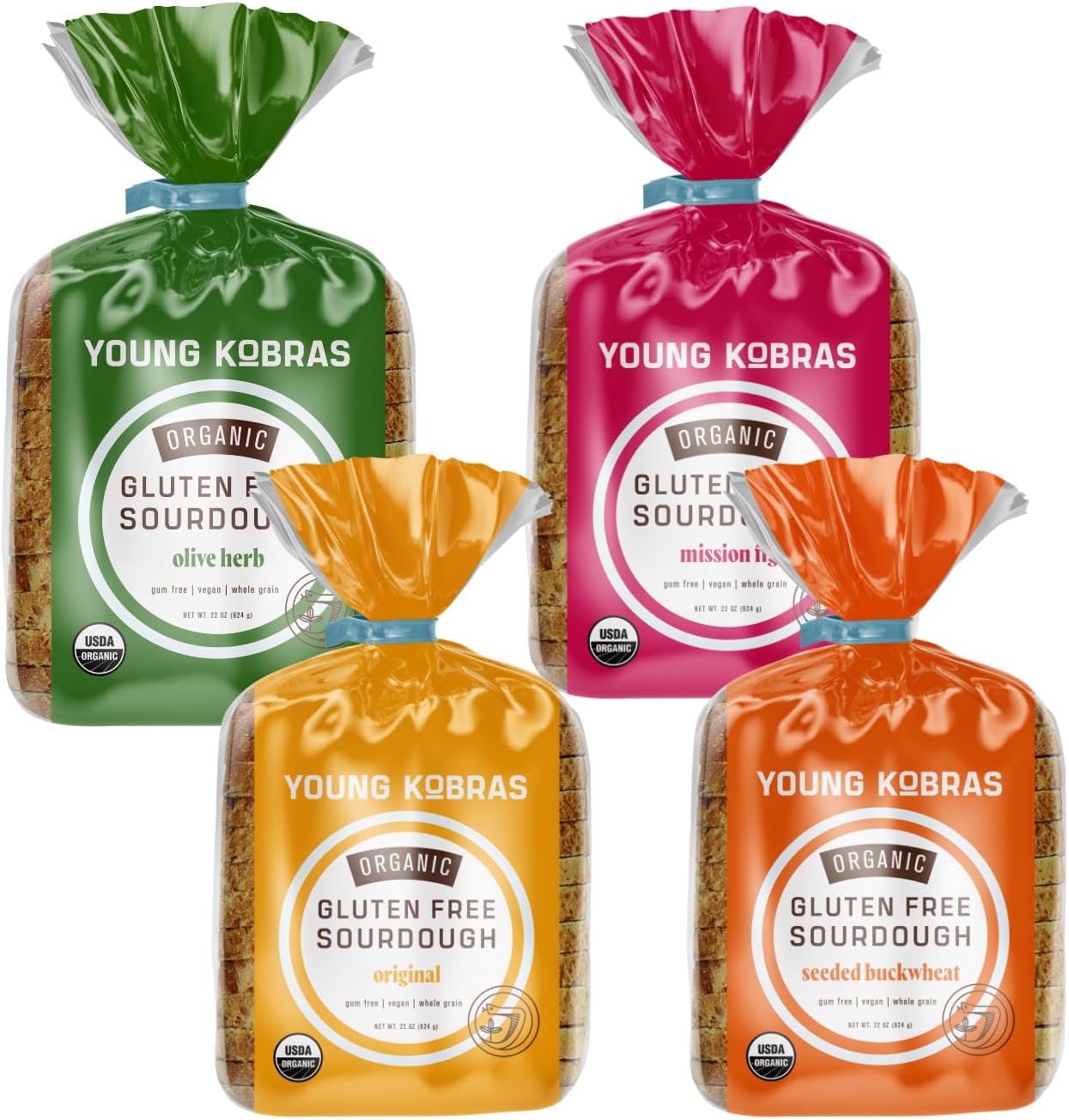 Organic, Gluten-Free Sampler Pack Sourdough Bread 22oz (4-pack) - Allergen Friendly, Vegan, Gum-Free, Simple Ingredients & Made Fresh to Order