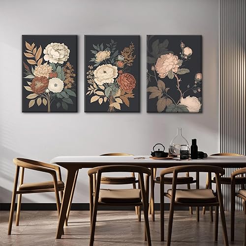 Miniatura 104 de Arte de pared bohemio con margaritas, decoración de pared de lienzo de montaña, impresiones abstractas de flores silvestres, puesta de sol, arte de