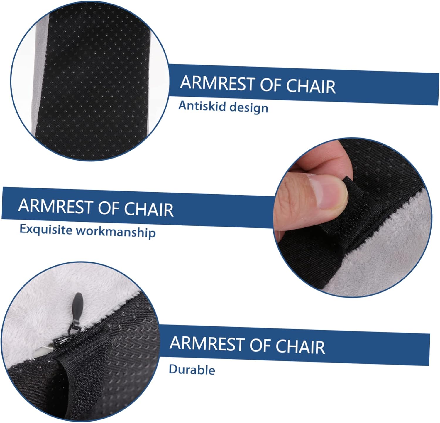 KICHOUSE 4pcs Elbow Support Armrest Memory Arm Pads for Chair Armrest Relief Detachable Washable Fit for Office Home Gaming and Wheelchair Use