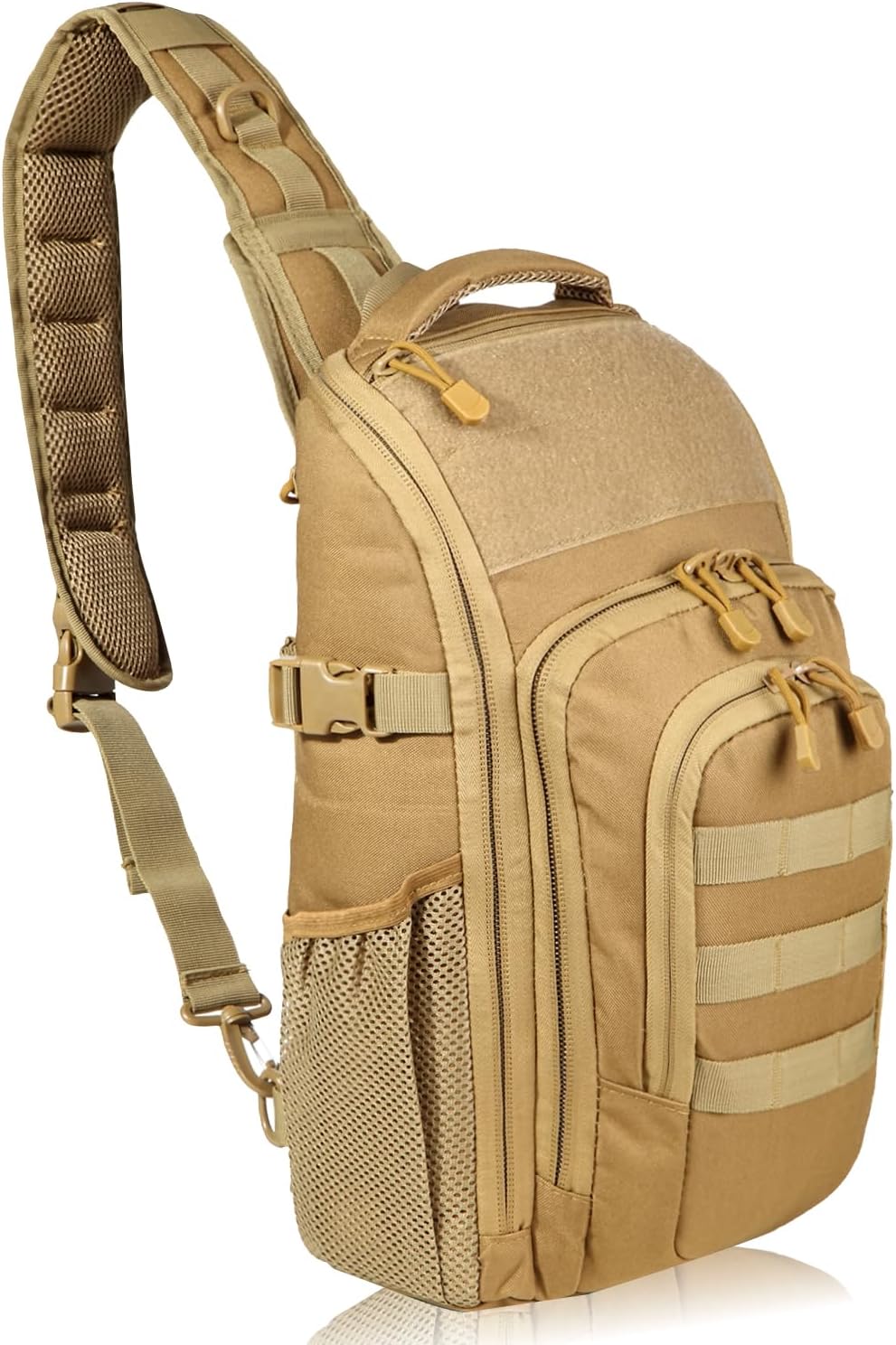 DBTAC Tactical Personal Defense EDC Bags & Packs | 10L Military Shoulder Backpack with Sling for Concealed Carry, Range, Travel, Hiking, Outdoor Sports (Brown)