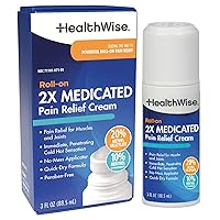 Vista 1 de HealthWise 2X Medicated Roll-On 10% Menthol + 20% Methyl Salicylate Pain Relief Cream 3 oz. 88.5 mL Quick-Dry Formula Immediate