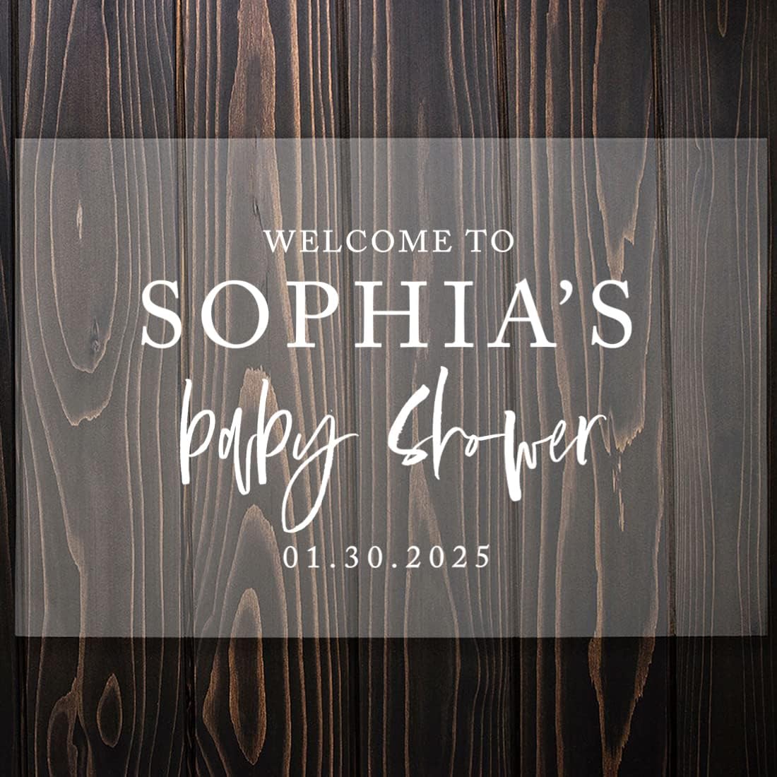 Andaz Press Custom Large Baby Shower Welcome Sign, 16" x 24", Classic Brushstroke Personalized Acrylic Signage for Gender-Neutral Sprinkle, Fall Decorations