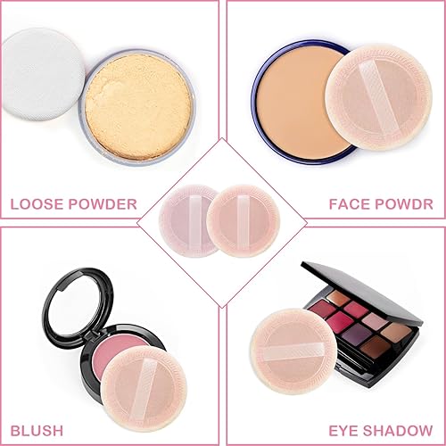 Miniatura 3 de WLLHYF 12 unidades de polvo de maquillaje de algodón rosa, soplos de polvo redondos para maquillaje facial en polvo de terciopelo para polvo suelto,