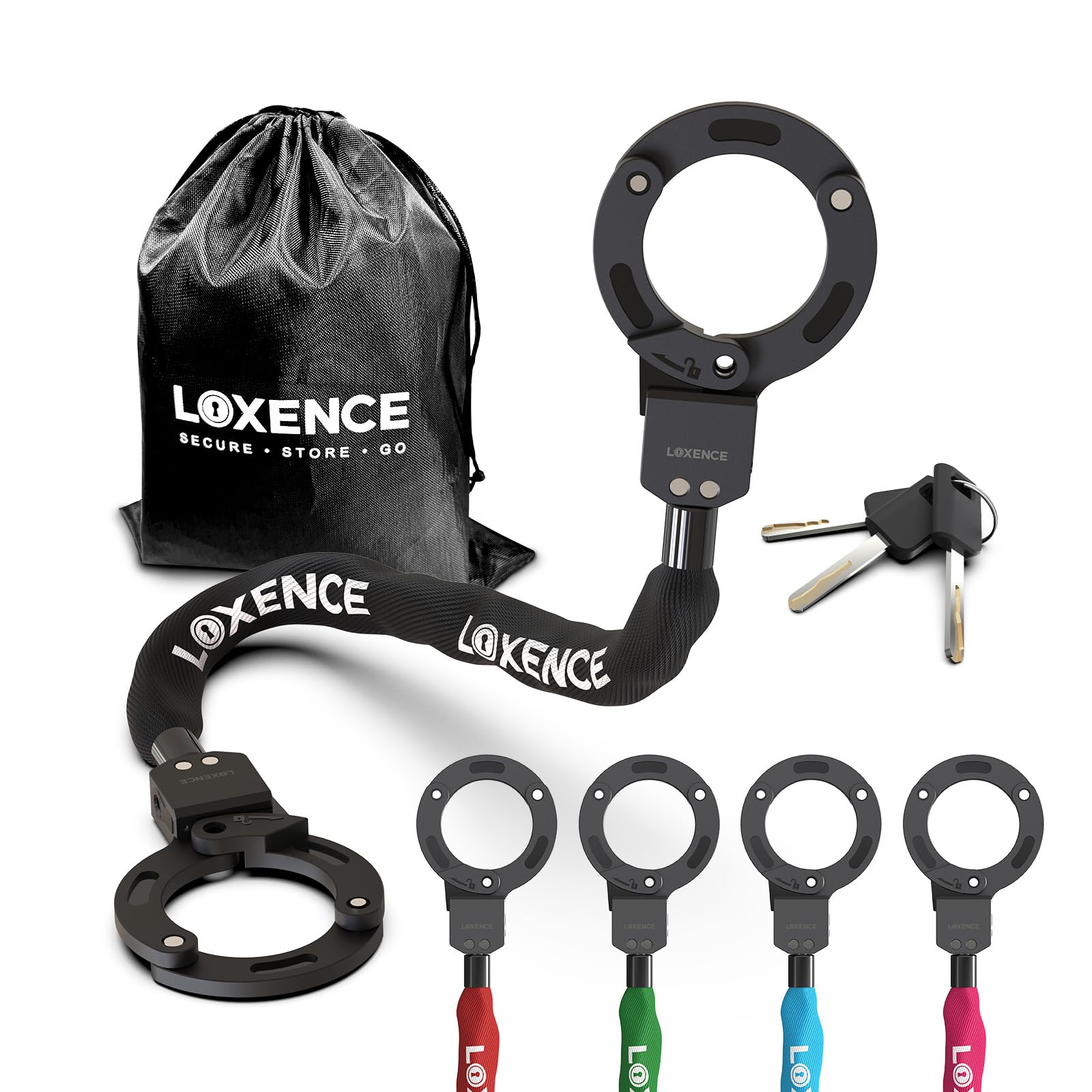 Candado Patinete Electrico, Bicicleta Antirrobo, Candado Esposas con 3 llaves, Moto de Alta Seguridad, Apto Para Patinetes Eléctricos, Bicicletas y Motocicletas (Negro)