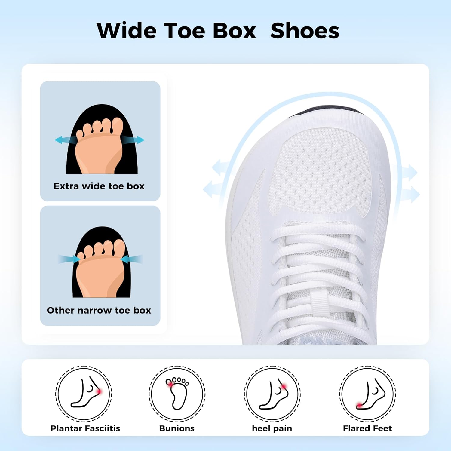 Wide Toe Box Shoes Women Arch Support Running Walking Plantar Fasciitis Comfortable Tennis Athletic Othotic Sneakers