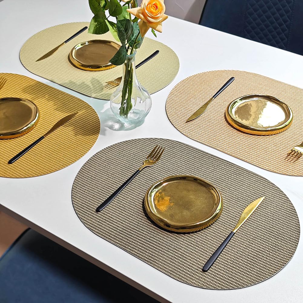 Große, Ovale, Abwischbare Tischsets|wasserdichte, Waschbare Vintage-Tischsets|Bauernhaus-Tischsets Für Küche Und Esszimmer|45x30cm(17,7x11,8in),Dunkelbraun,8 Stück