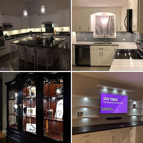 Miniatura 7 de Iluminación para debajo del gabinete, cableado directo de 120 V y enchufe de pared, fácil de montar, tira de luz LED con cadena de margaritas, kit