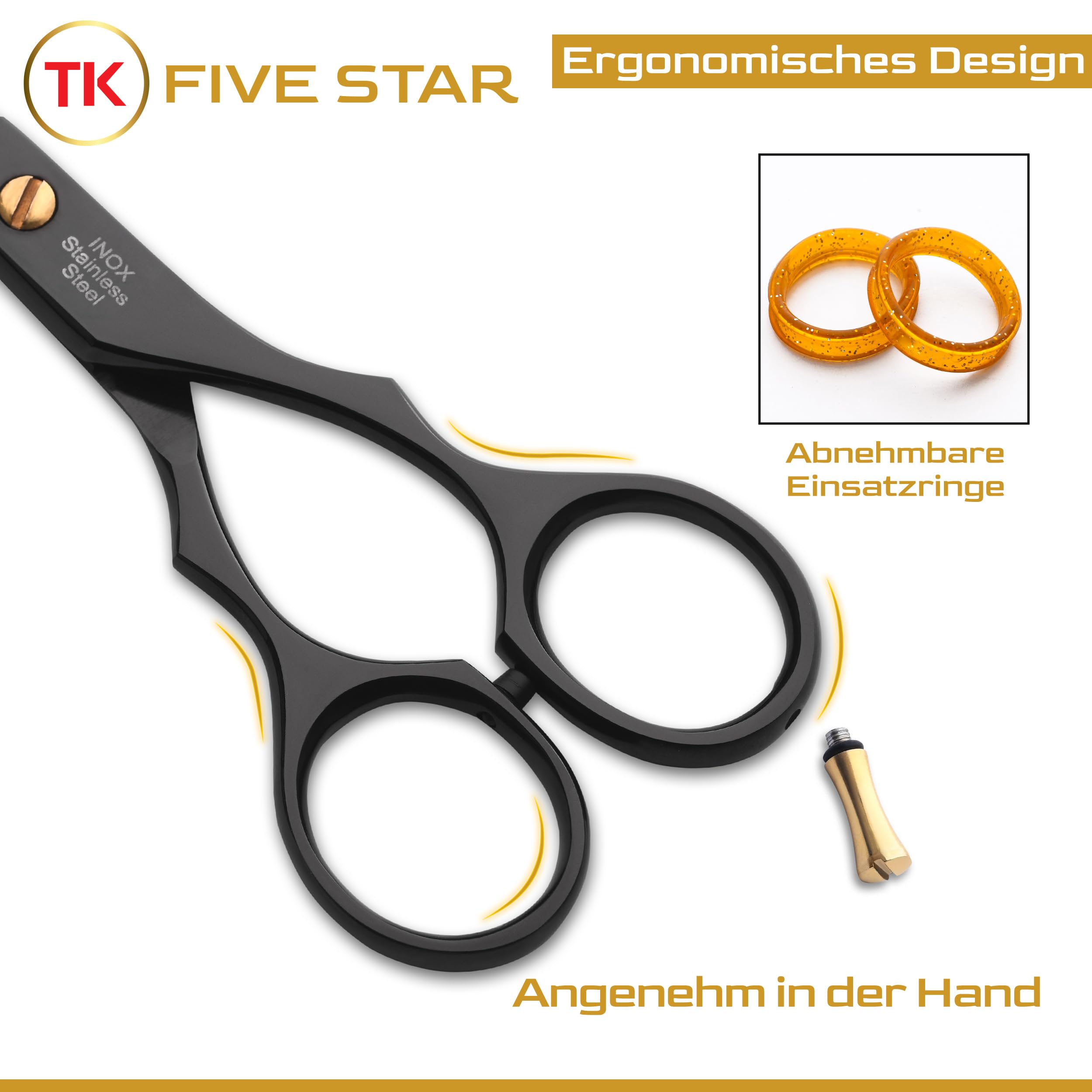 TK FIVE STAR Supra Premium 7" extra scharfe Friseurschere Haarschere Haarschneideschere für Damen Herren Friseure und Salons für feine und kräftige Haare Rostfrei