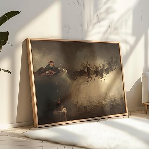 Miniatura 4 de Poster Master Póster vintage de Papá Noel, impresión retro de Navidad, arte navideño, arte de trineo de reno, regalo para hombres y mujeres,