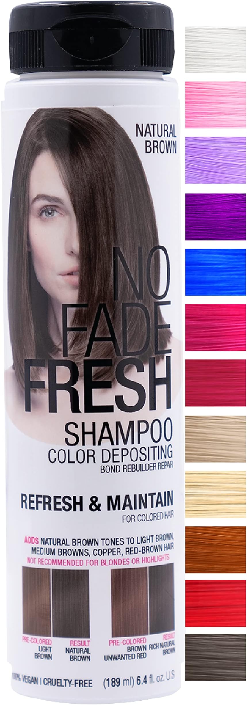 Natural Brown Color Depositing Shampoo - Semi Permanent Hair Color with BondHeal Bond Rebuilder - Brown Hair Dye for Brunettes 6.4 oz
