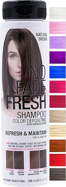 Natural Brown Color Depositing Shampoo - Semi Permanent Hair Color with BondHeal Bond Rebuilder - Brown Hair Dye for Brunettes 6.4 oz