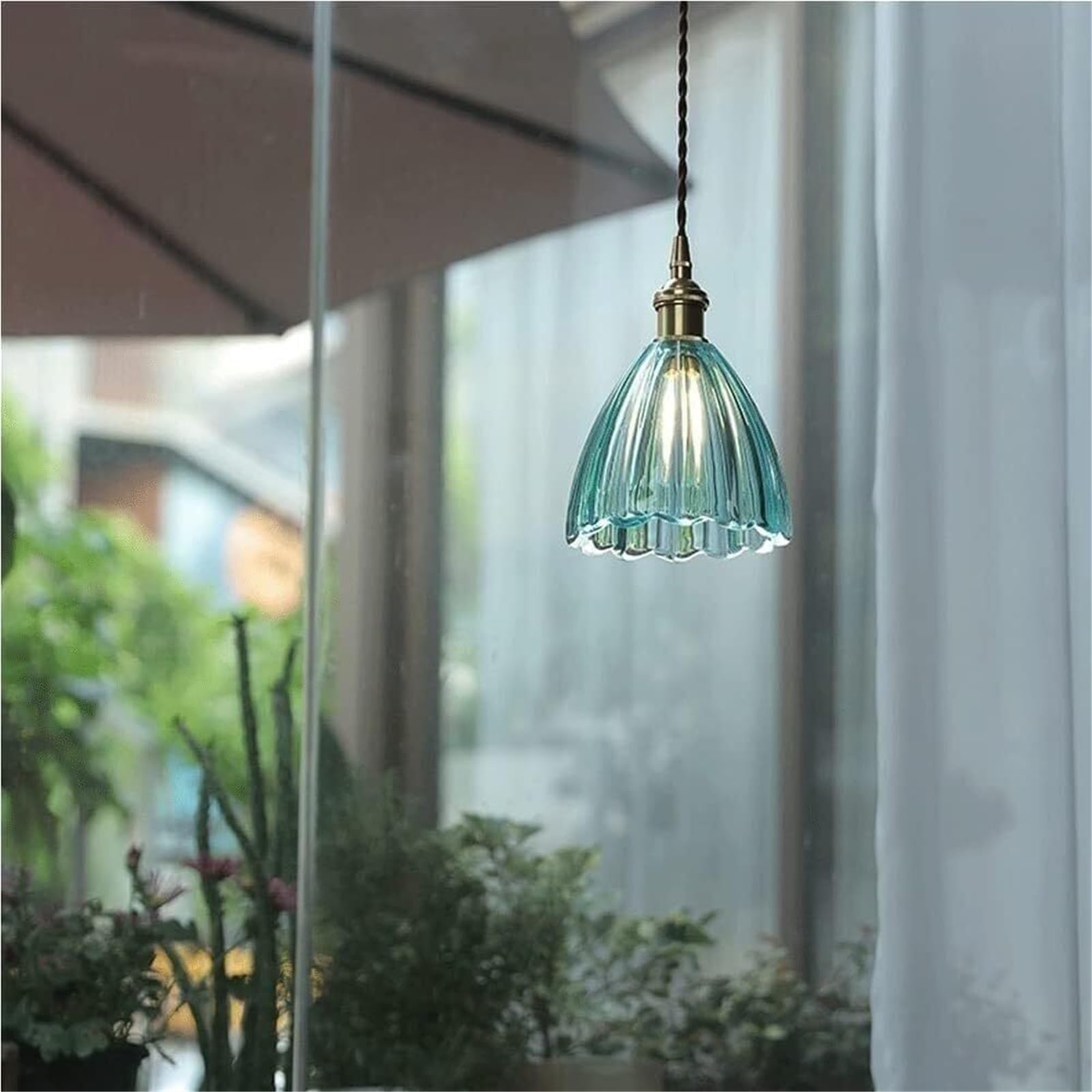 Lámpara colgante de cristal de latón japonés nórdico, iluminación colgante, accesorio de techo, acento creativo for baño, vestidor