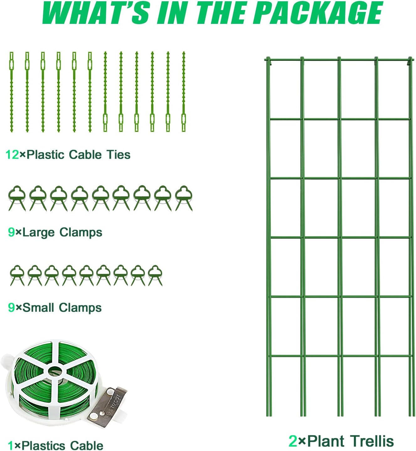 DoCred Cucumber Trellis, 2 Pack Foldable A Frame Trellis for Raised Bed Climbing Plants, Vegetables, Includes Plant Support Clips, Twist Ties, Plastic Ties- Made from PVC-Coated Steel