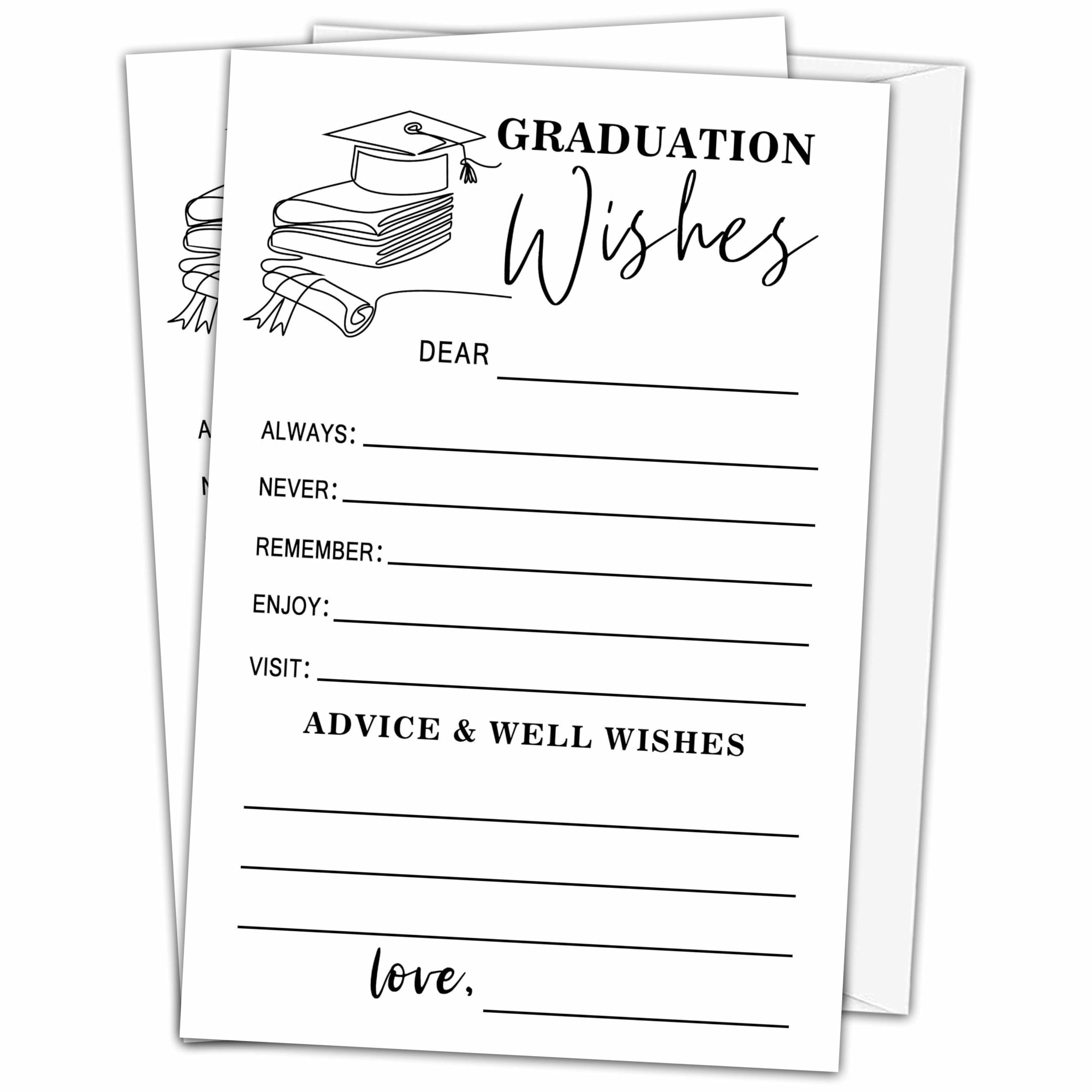 Rustic Minimalist Theme Graduation Advice Cards 2024 Graduation Wish Cards with Envelopes graduation cards 2024 for College, Junior, High School, Masters Grad Celebration-A24