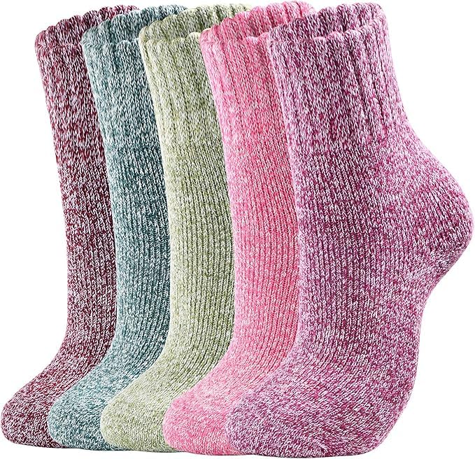 5 Pairs Women's Wool Winter Thermal Boot Thick Insulated Heated Socks For Cold Weather Outdoor Activities Heated Trapping Thermal Socks-image-5